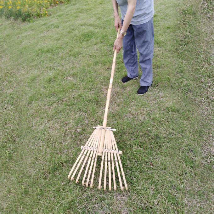 Factory Hot Sales Garden Bamboo Rake Farm Tool Bamboo Frame Leaf Collector Garden Leaf Rakes 1