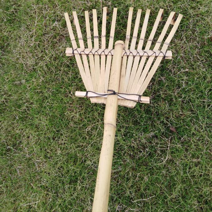 Factory Hot Sales Garden Bamboo Rake Farm Tool Bamboo Frame Leaf Collector Garden Leaf Rakes 3