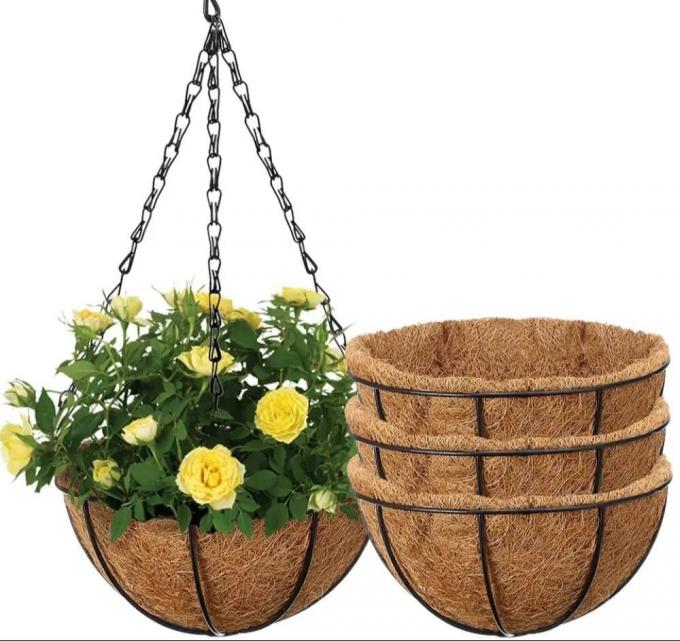 Coconut Coir Hanging Planters Outdoor Metal Wire Baskets With Coco Liner Hanging Pots For Plants Indoor 1