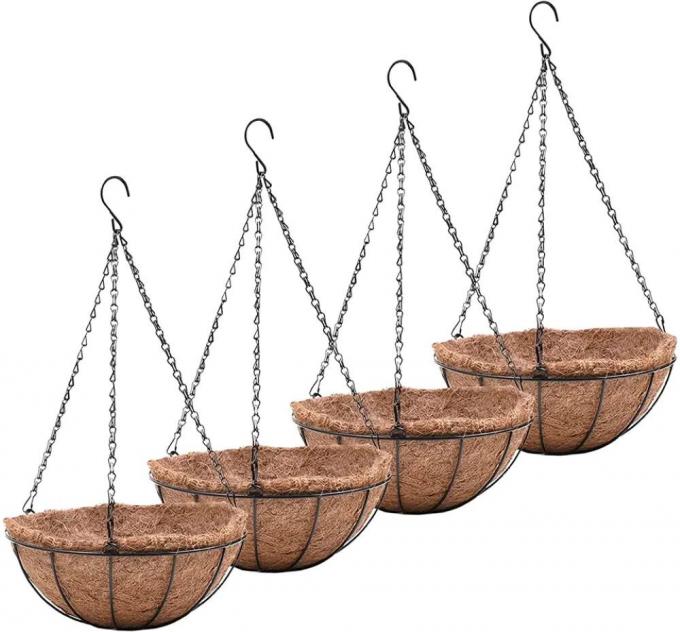 Coconut Coir Hanging Planters Outdoor Metal Wire Baskets With Coco Liner Hanging Pots For Plants Indoor 2