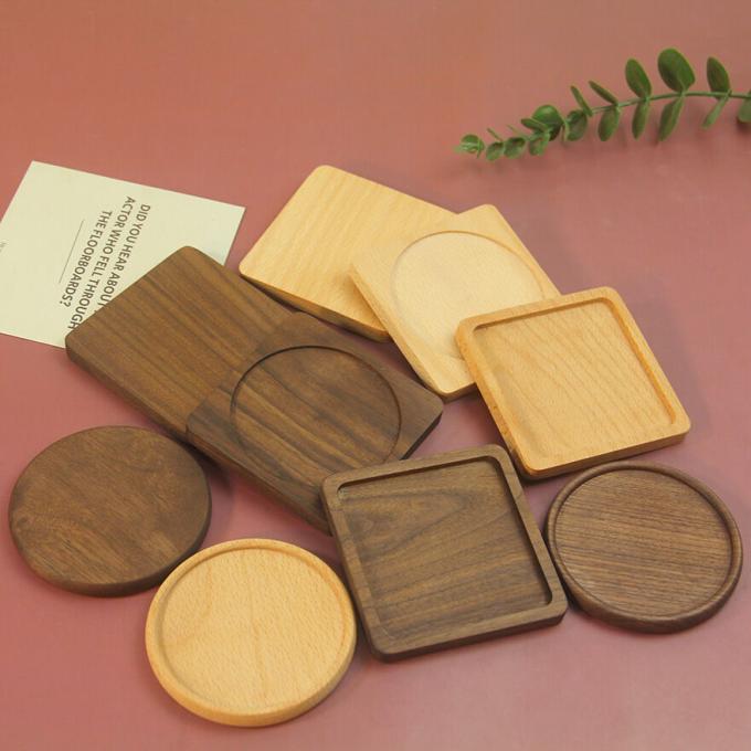 Bamboo Coasters For Crafts , Squre Round Coasters For Crafts Coated Plain Drinking Cup Coaster With Suitable Size 2