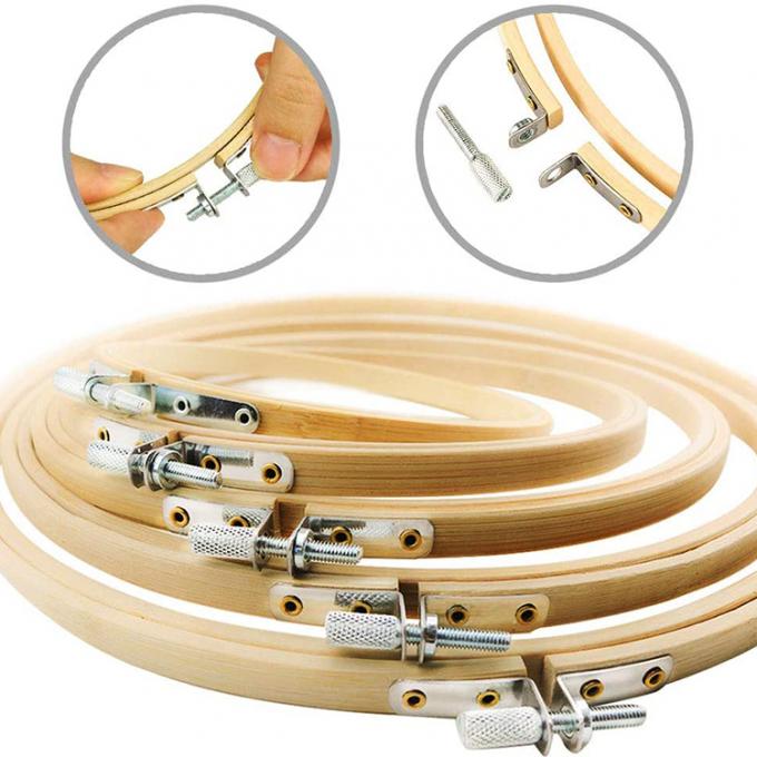 Wholesale Bamboo Circle Cross Stitch Frame Embroidery Hoops Set 4