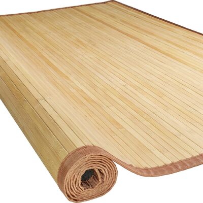 Handcrafted Bamboo Floor Mat with Durable Polyester Mix and Flat Woven Design for Living Room and Entryway
