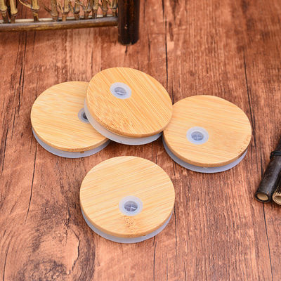 Custom Bamboo Raw Material Bamboo Lids with Silicone Seal Ring for Glass Mason Jars