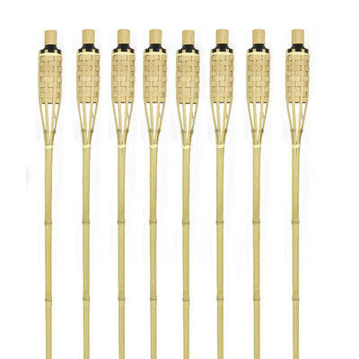 Luau Party Garden Decoration Bamboo Flaming Torch With Metal Oil Canister