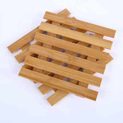 Small Porous Blank Bamboo Coasters For Succulent Plant Pot Tray 3.2 Inch