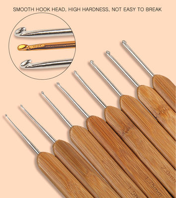 সুই বাঁশ একক মাথা সেলাই সরঞ্জাম হ্যান্ডেল crochet hook কার্বনযুক্ত বুনন