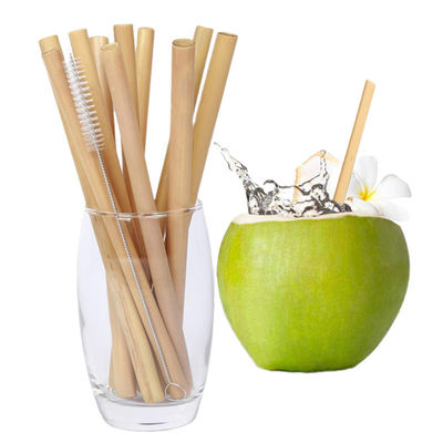 22.5cm Natural Disposable Bamboo Straws For Coffee Beverage Cocktail Tea