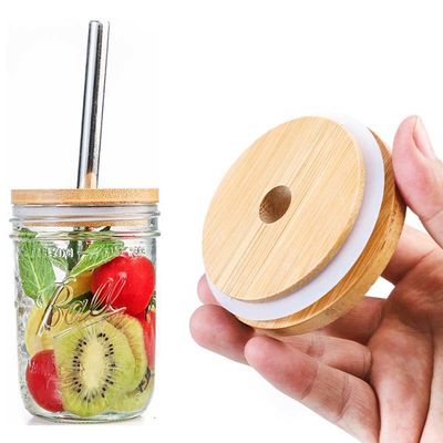 Silicon Circle Bamboo Jar Lid Leafproof For Glass Storage Jar Food Jar Kitchen Lids