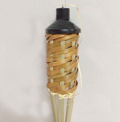 Luau Party Garden Decoration Bamboo Flaming Torch With Metal Oil Canister