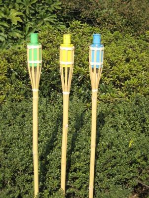 Outdoor Natural Bamboo Tiki Torch Yard Deck Decoration Garden Toy Colorful For Children