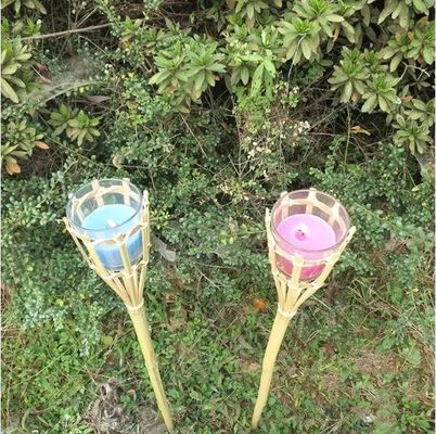 Outdoor Party Natural Bamboo Torch With Refillable Replacement Metal Oil Canister