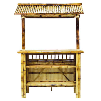 Commercial Outdoor Bamboo Tiki Bar Kits With Roof And Bottle Rack Drinking, Bamboo Chairs With Back Support