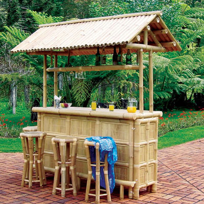 Indoor Outdoor Tropical Cabana Party Bamboo Tiki Bars With Counter Bamboo Chair
