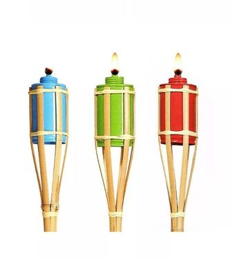 Natural Bamboo Tiki Torch Garden Toy Colorful Bamboo Torch For Children And Outdoor Parties