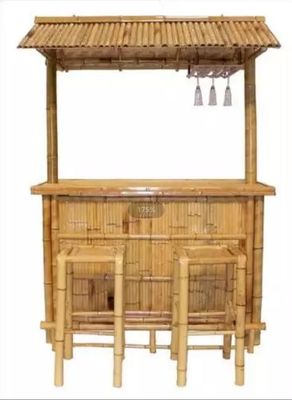 Tiki Bar Patio Outdoor Bar, Bamboo Set Islander Tiki Bar With Palapa Top And Storage Space For Garden Patio Luau Party Bazaar