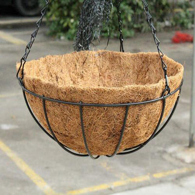 মেটাল ফ্রেম এবং প্রাকৃতিক কোকস লিনার সহ গোলাকার কোকস হ্যাংিং বাস্কেট - সর্বোত্তম শিকড় বায়ুচলাচল জন্য হস্তনির্মিত গুণমান
