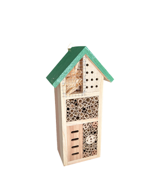 Outdoor Hanging Bee Hotel Insect House, Natural Bamboo Tube Bee Nest Pollinator Habitat for Garden